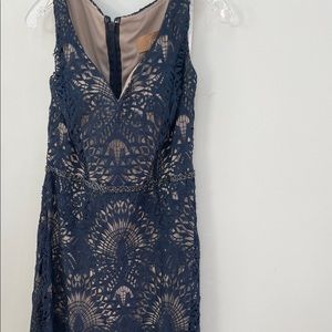 Lace & Chiffon Dress with V-neckline JADE COUTURE NWT blue navy sleeveless